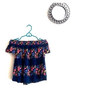 Multi-colored Off the Shoulder Floral Old Navy Top
